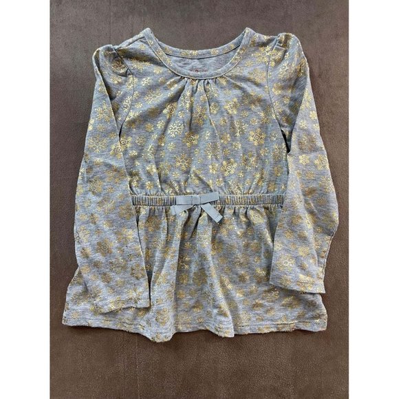 Cat & Jack Toddler Festive Grey & Gold Snowflake Shirt Dress Size 3T (SKU: 32G) - Picture 1 of 1
